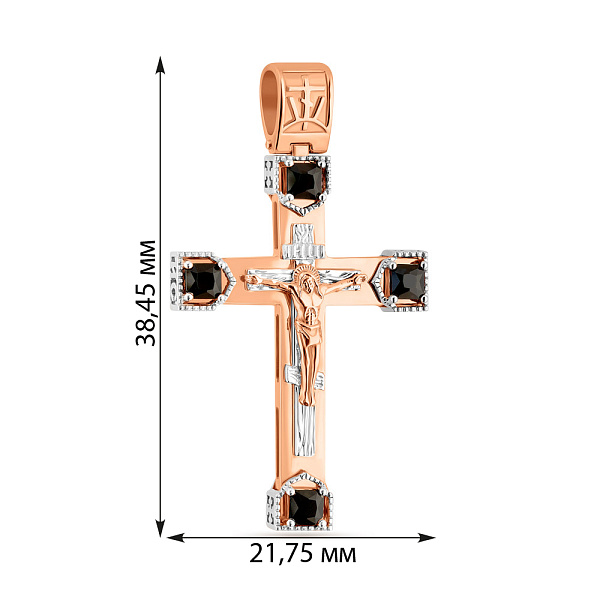 Нательный крестик из красного золота с ониксом (арт. 501675кб) – изображение 5