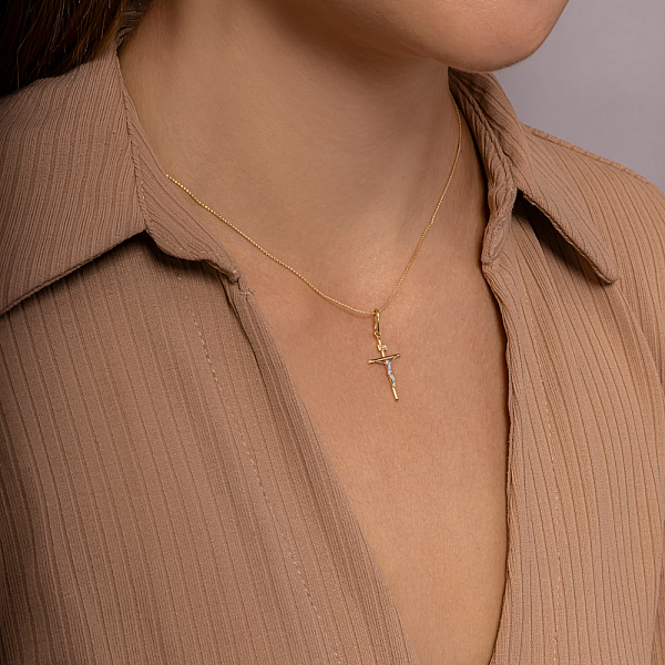 Крестик с распятием из желтого золота (арт. 501351ж) – изображение 3