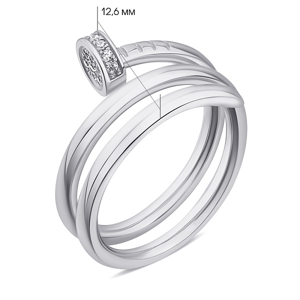 Серебряное кольцо Гвоздь з фианитами (арт. 7501/6898) – изображение 2