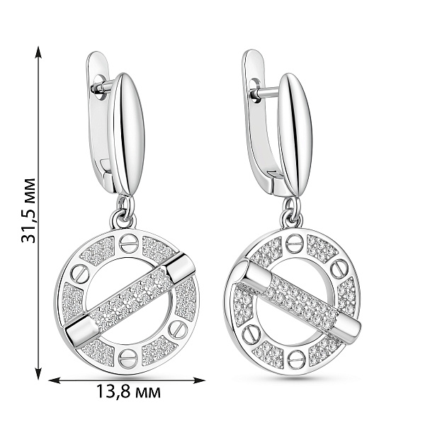 Серебряные серьги с фианитами (арт. 7502/10392) – изображение 2