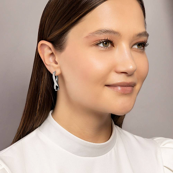 Сережки Завитки з білого золота Francelli (арт. е105583/30б) – зображення 3