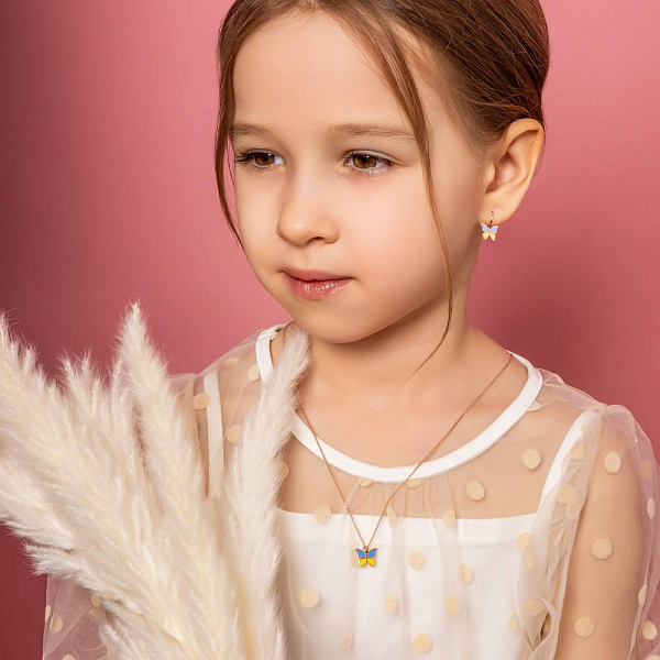 Золотий кулон Метелик з емаллю (арт. 3109559101) – зображення 7