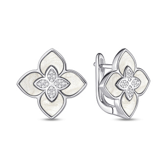 Серебряные серьги с перламутром и фианитами (арт. 7502/2182832/15п)