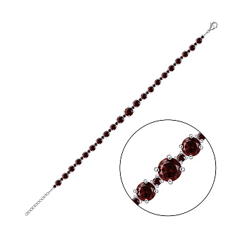 Срібний браслет з доріжкою гранатів (арт. 7509/2182153Г)