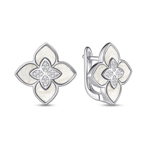 Серебряные серьги с перламутром и фианитами (арт. 7502/2182832/15п) – изображение 1