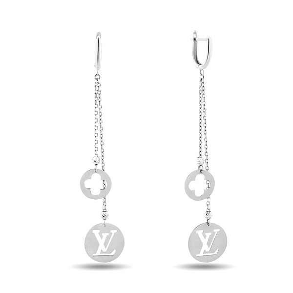 Сережки-підвіски з білого золота (арт. 107261б) – зображення 1