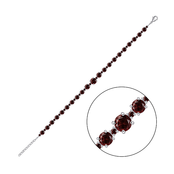 Срібний браслет з доріжкою гранатів (арт. 7509/2182153Г) – зображення 1