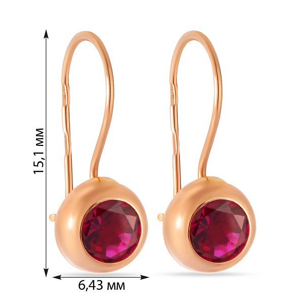 Детские золотые сережки с красными фианитами (арт. 105364к) – изображение 2