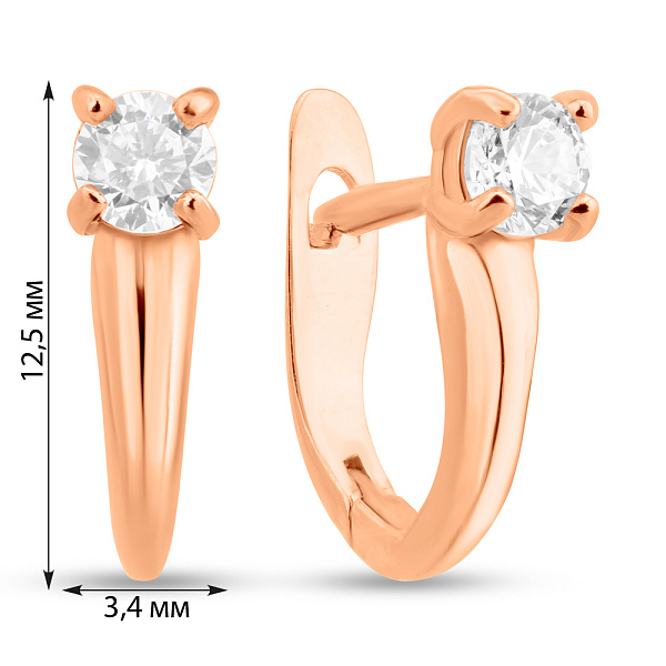 Сережки золоті з фіанітами (арт. С-АНГ12-11) – зображення 2