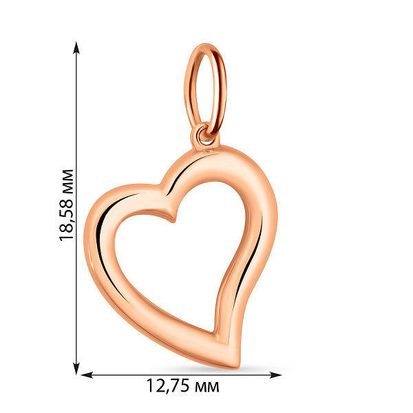 Золотий підвіс "Серце" без каміння (арт. 424414) – зображення 2