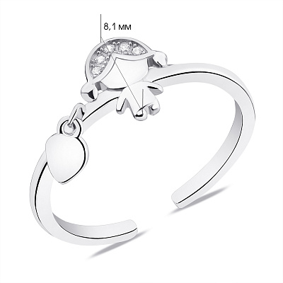 Серебряное кольцо с подвеской и фианитами (арт. 7501/К2Ф/1183-17,5)