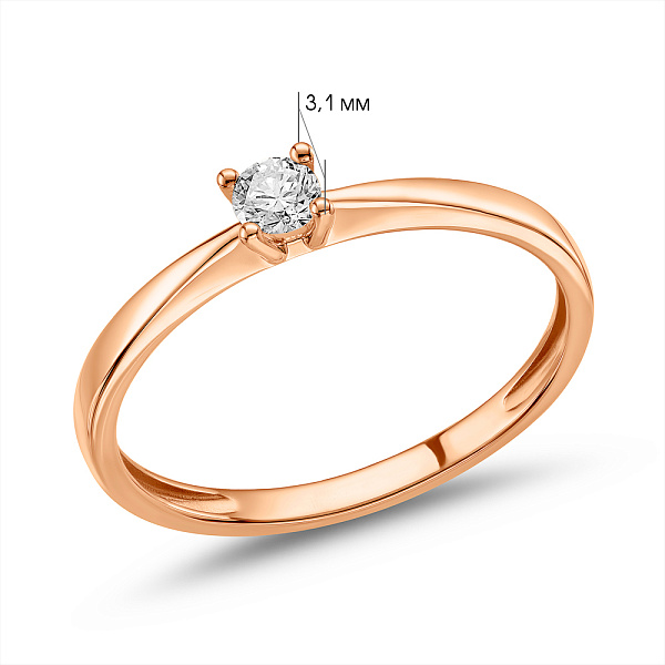 Золота каблучка з діамантом (арт. К011089015) – зображення 4