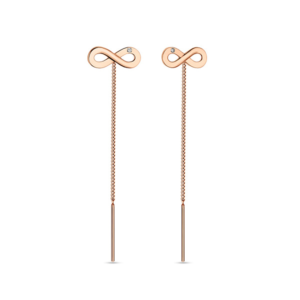 Серьги-протяжки "Бесконечность" из красного золота (арт. 110829/1) – изображение 1