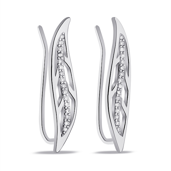 Серьги-клаймберы из серебра с фианитами (арт. 7502/9101) – изображение 1