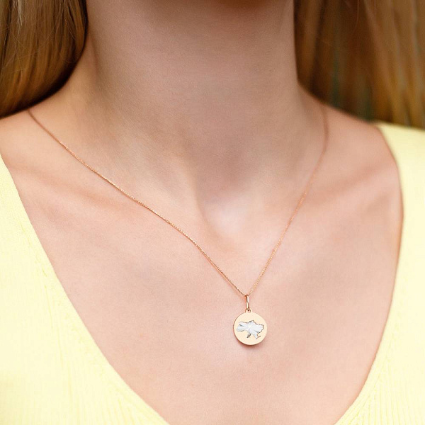 Золотий підвіс "Україна" з алмазною гранню (арт. 440731) – зображення 2