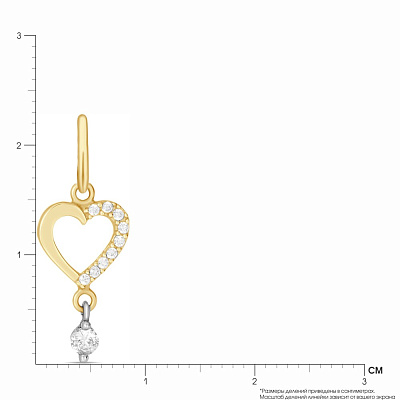 Подвеска золотая «Сердце» с фианитами (арт. 422179ж)