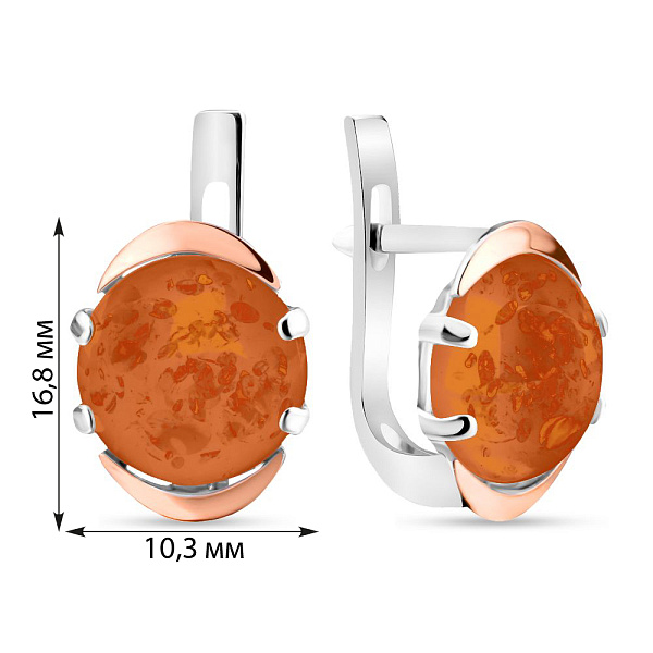 Серебряные серьги с янтарем (арт. 7202/242Ясп) – изображение 2