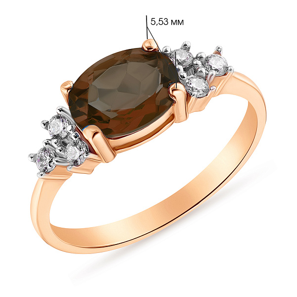 Золотое кольцо с кварцем и фианитами (арт. 152603Кд) – изображение 2