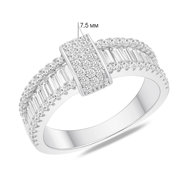 Серебряное широкое кольцо с фианитами (арт. 7501/8449) – изображение 2