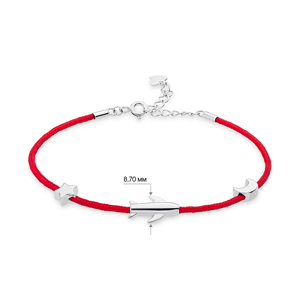 Браслет на красной нити с серебряными вставками (арт. 7309/3322к) – изображение 2