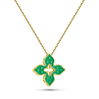 Кольє з жовтого золота Конюшина з емаллю (арт. 352846/15жез)