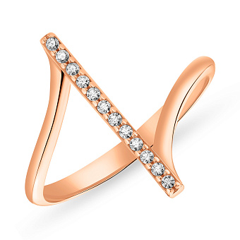 Фото Золота каблучка з доріжкою з фіанітів (арт. 154692)