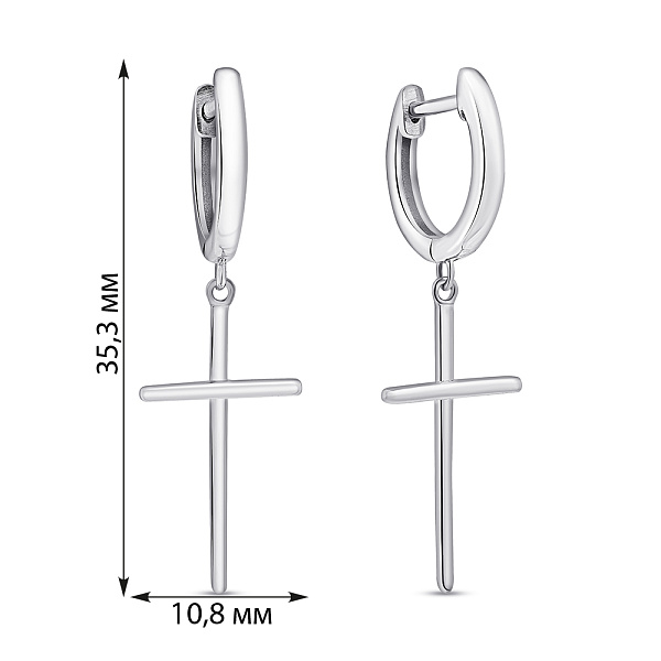 Срібні сережки Хрестики без каменів (арт. 7502/С2/1223) – зображення 2
