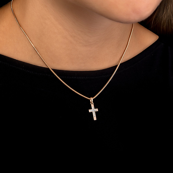 Золота підвіска хрест з діамантами (арт. П011082005) – зображення 2