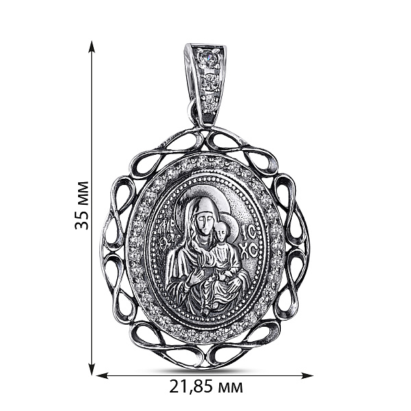 Серебряная ладанка иконка Божья Матерь (арт. 7917/0323-ч) – изображение 2