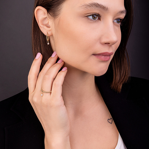 Золотые серьги с жемчугом (арт. 1091275жпрлб) – изображение 4