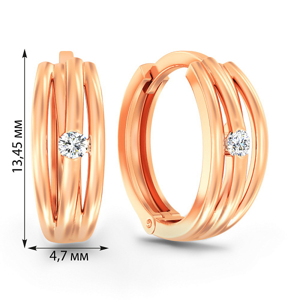 Золотые серьги-кольца с фианитами (арт. 1101108) – изображение 4