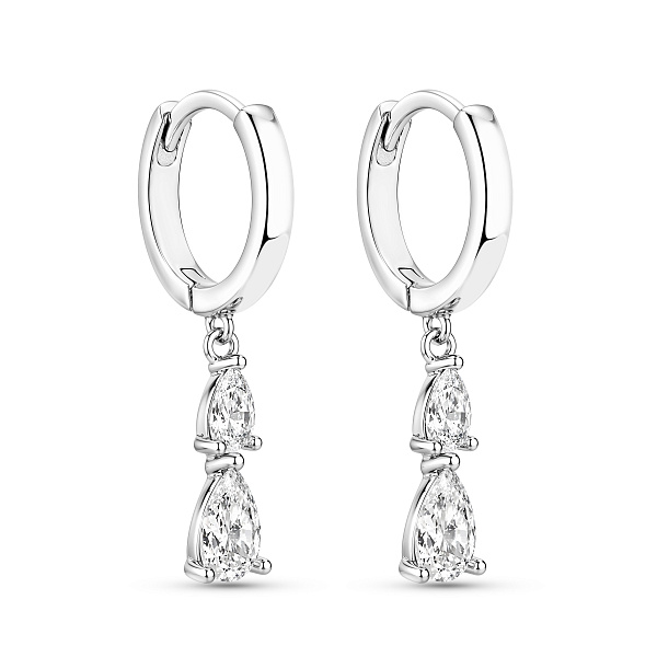 Серебряные серьги подвески с фианитами (арт. 7502/10240/10) – изображение 1