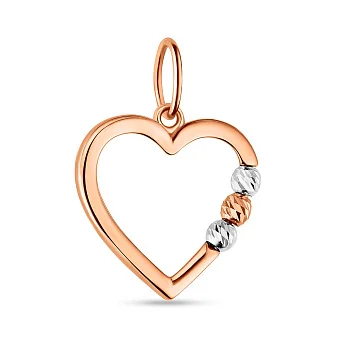 Підвіс "Серце" з комбінованого золота (арт. 424421кб)