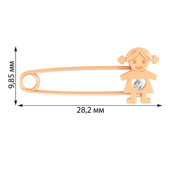 Булавка "Девочка" из золота с одним фианитом  (арт. 360112) – изображение 3