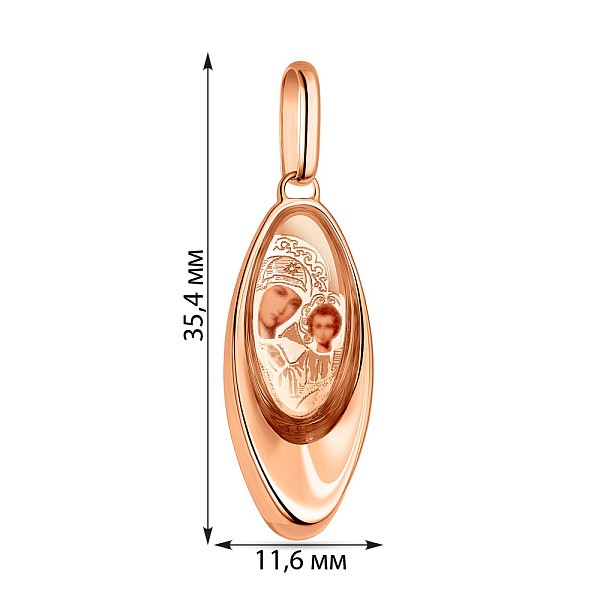 Ладанка "Богородиця" з червоного золота (арт. 404800К) – зображення 2