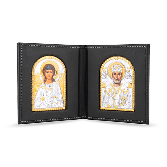 Икона Николай Чудотворец-Ангел Хранитель (80х85 мм) (арт. K-1/003-007G)