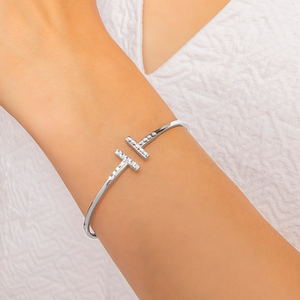 Жорсткий браслет з білого золота (арт. 326537б) – зображення 2