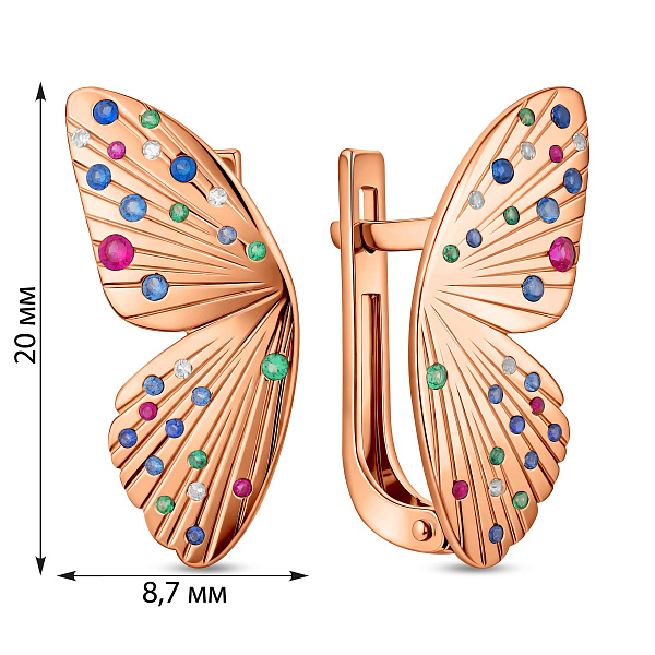 Золотые серьги с фианитами (арт. 111373цв) – изображение 2
