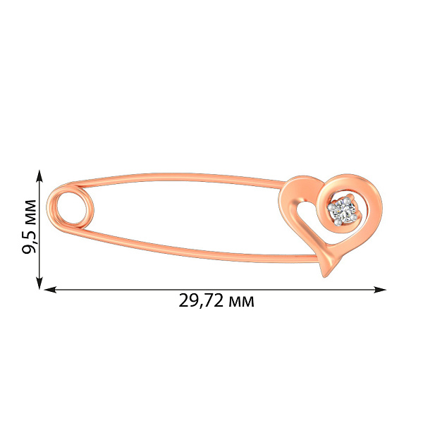 Золотая булавка с фианитом (арт. 360084) – изображение 2