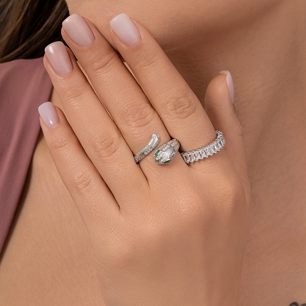 Серебряное широкое кольцо с фианитами (арт. 7501/6500) – изображение 2