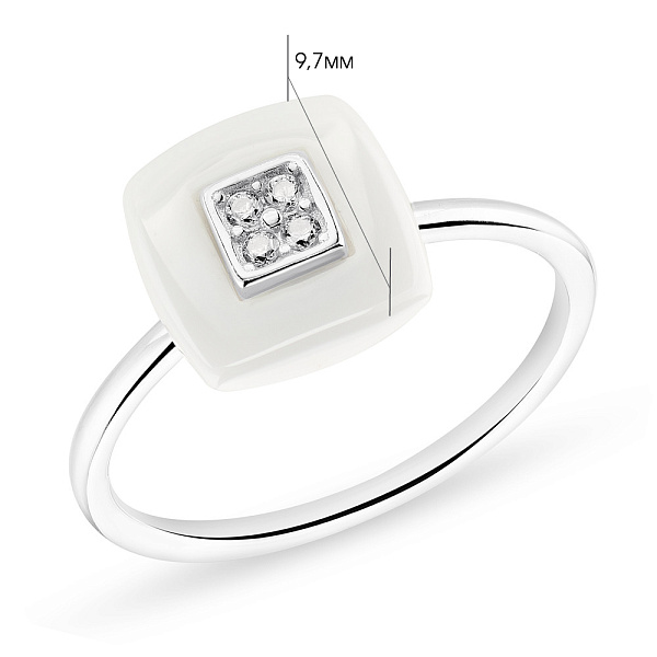 Кольцо из серебра с керамикой и фианитами (арт. 7501/5547кмб) – изображение 2