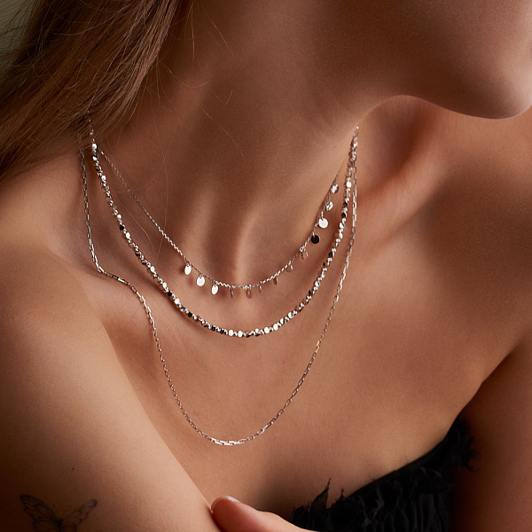 Золотое колье Francelli в белом цвете металла (арт. 351241б) – изображение 3