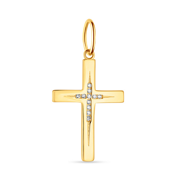 Хрестик з жовтого золота з фіанітами  (арт. 424515ж) – зображення 1