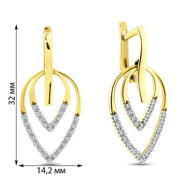 Серьги из желтого золота с фианитами (арт. 101912ж) – изображение 2