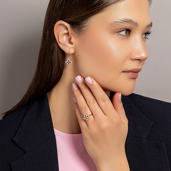 Золота каблучка з емаллю і фіанітами (арт. 1192058101) – зображення 5