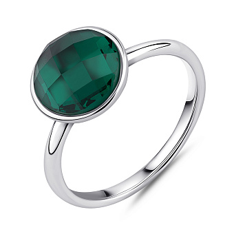 Фото Серебряное кольцо с зеленым фианитом (арт. 7501/2186397цз)