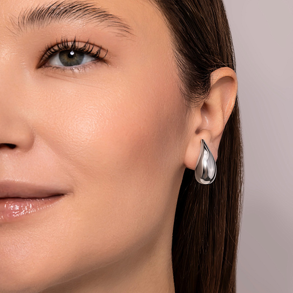 Серьги-пусеты Капля из белого золота (арт. 1091497/3б) – изображение 3