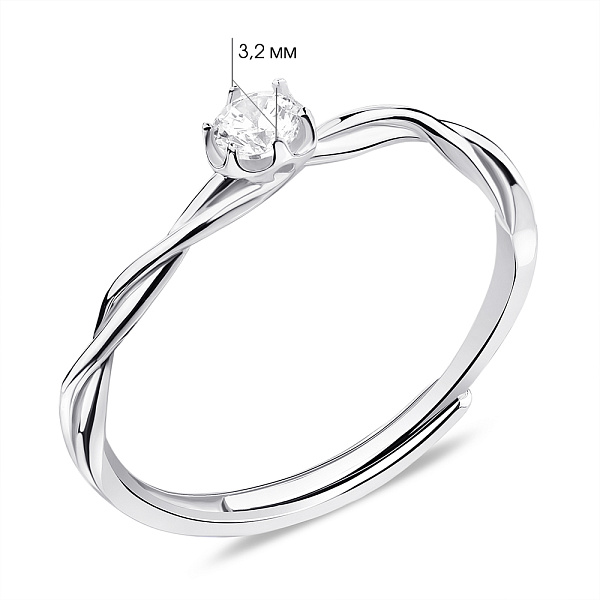 Безразмерное кольцо из серебра с фианитом (арт. 7501/6159) – изображение 2