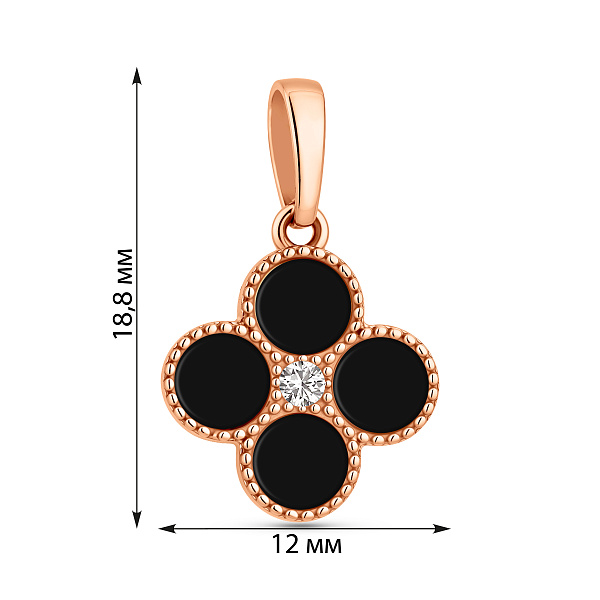 Подвеска из красного золота с фианитом и ониксом (арт. 441202о) – изображение 3