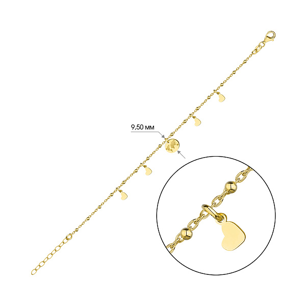 Серебряный браслет "Планета Земля" с желтым родированием (арт. 7509/3628ж) – изображение 2